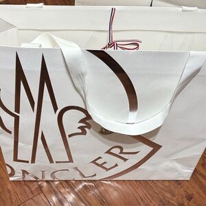 Moncler White/ silver accents paper Shopping Bag